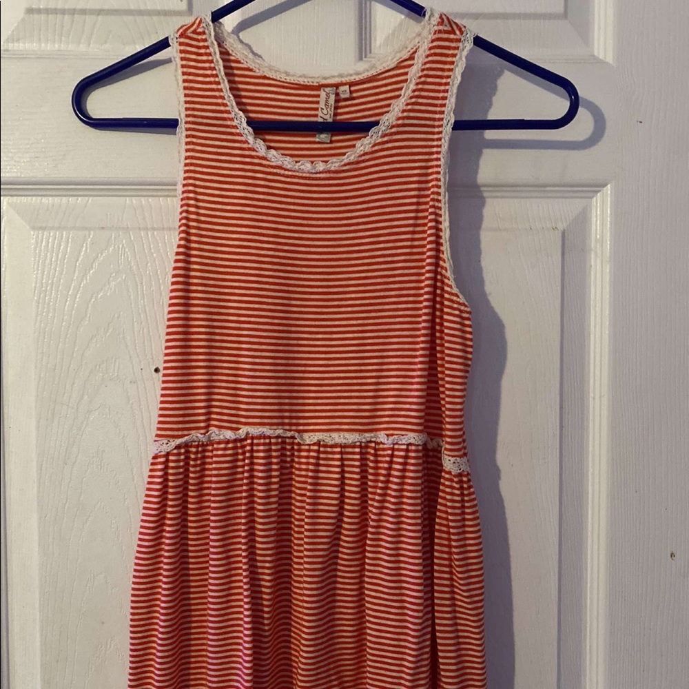 Red Camel Red and White a striped tank top